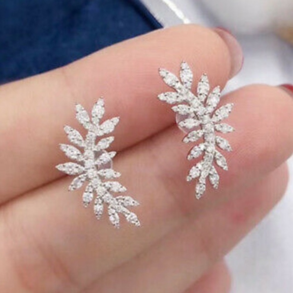 New Cute 925 Sterling Silver Stud Earrings for Women Wedding Party Jewelry Gift - Picture 3 of 6